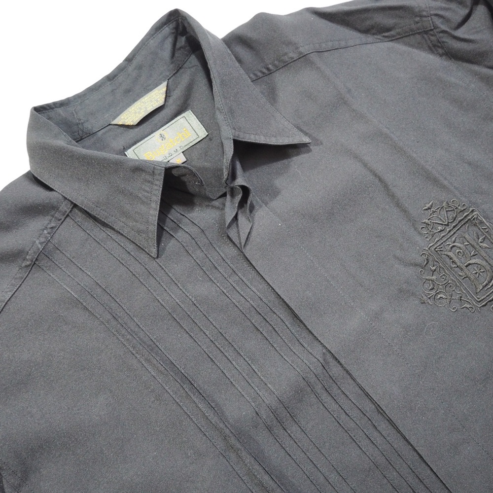 * Bugatchi Sz M Black Dress Shirt Men